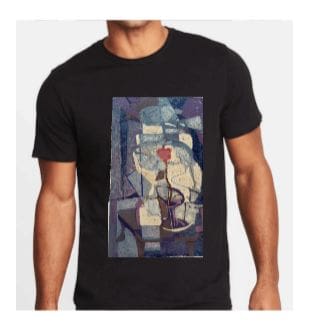 A man with a painting on his shirt