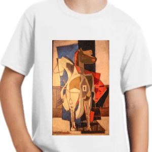 A painting of a horse in a cubism style.