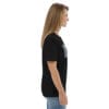 Woman in black t-shirt with art.