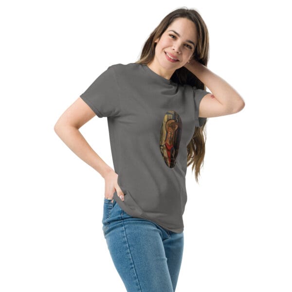 Woman in gray shirt, art print.