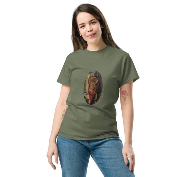 Woman's t-shirt with Jesus artwork.