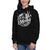 Woman wearing an "Anti Social Moms Club" hoodie.