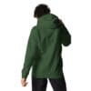 Person wearing a green hoodie, seen from behind.