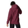 Person in maroon hoodie facing away.
