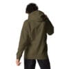 Person wearing an olive green hoodie.