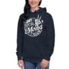 Woman wearing Anti Social Moms Club hoodie.
