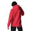 Person wearing a red hoodie, back view.