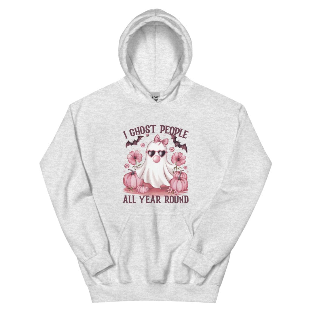 Hoodie with ghost and pumpkin design.