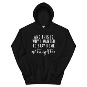 Black hoodie with humorous white text.