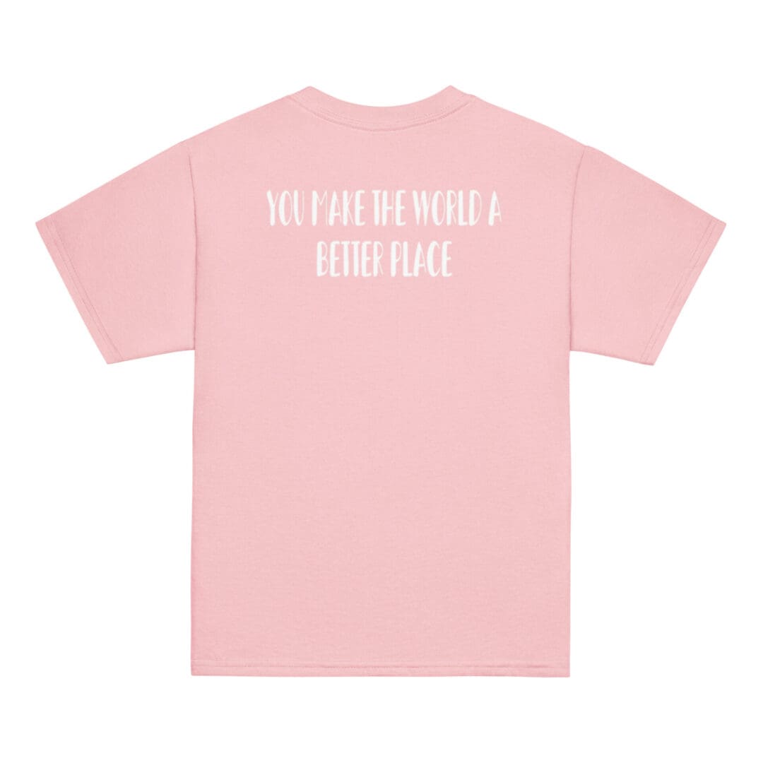 Pink T-shirt with motivational white text.
